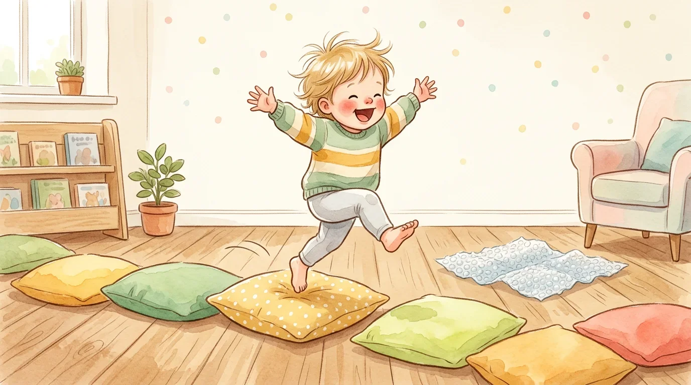 Toddler doing a burn off energy activity