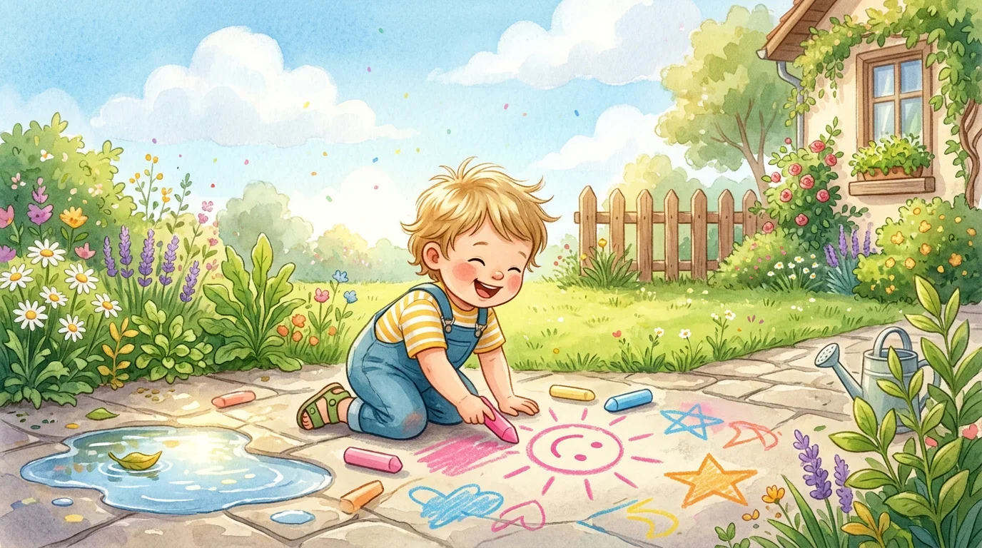 Toddler doing a outdoor quick wins activity