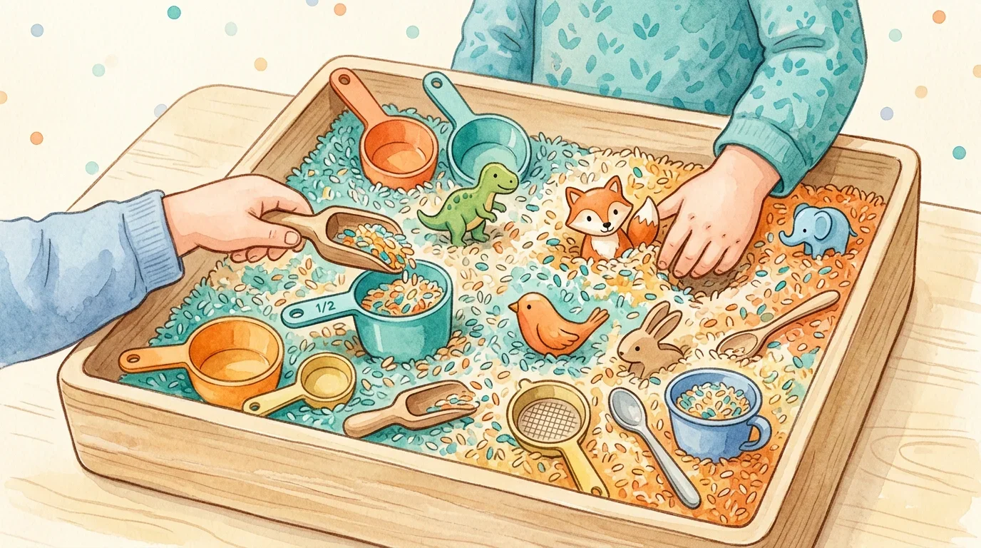 Toddler doing a sensory play activity
