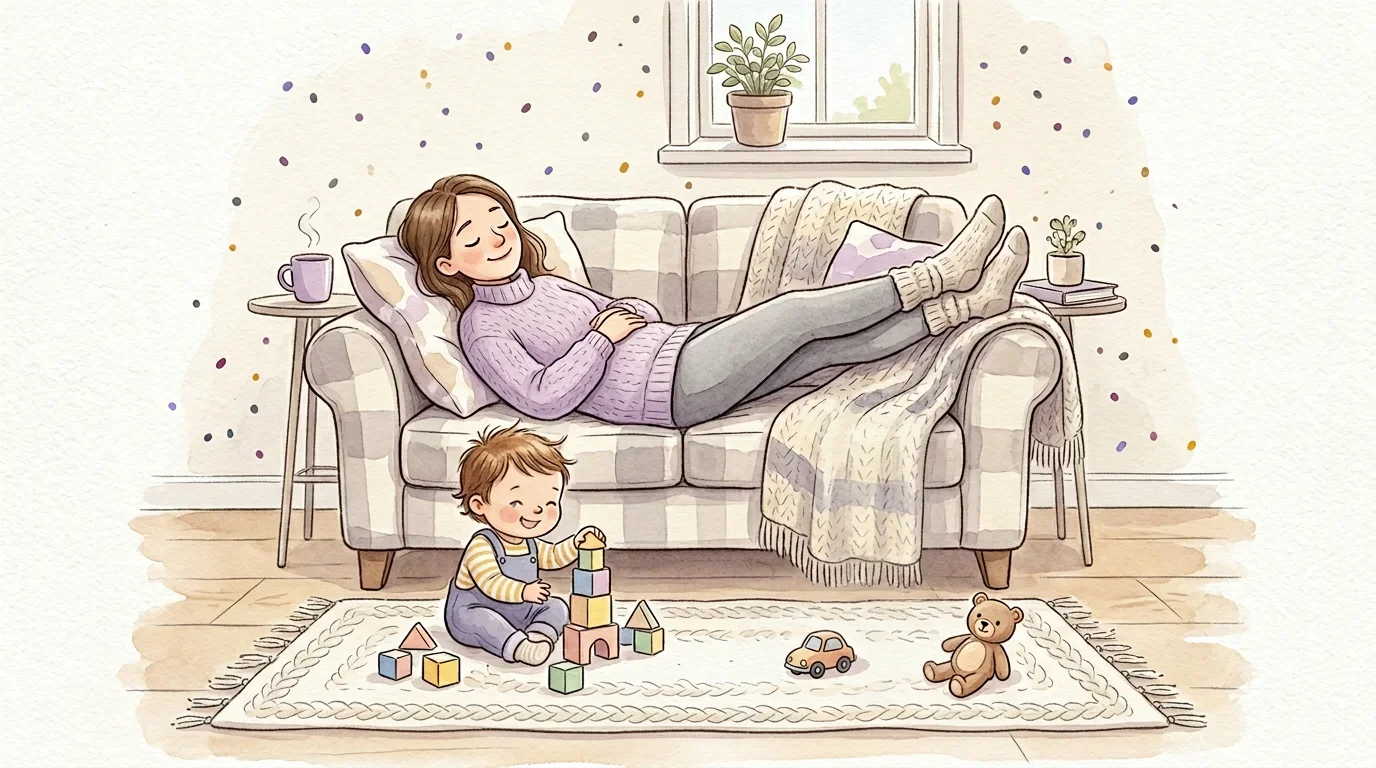 Toddler doing a tired parent mode activity