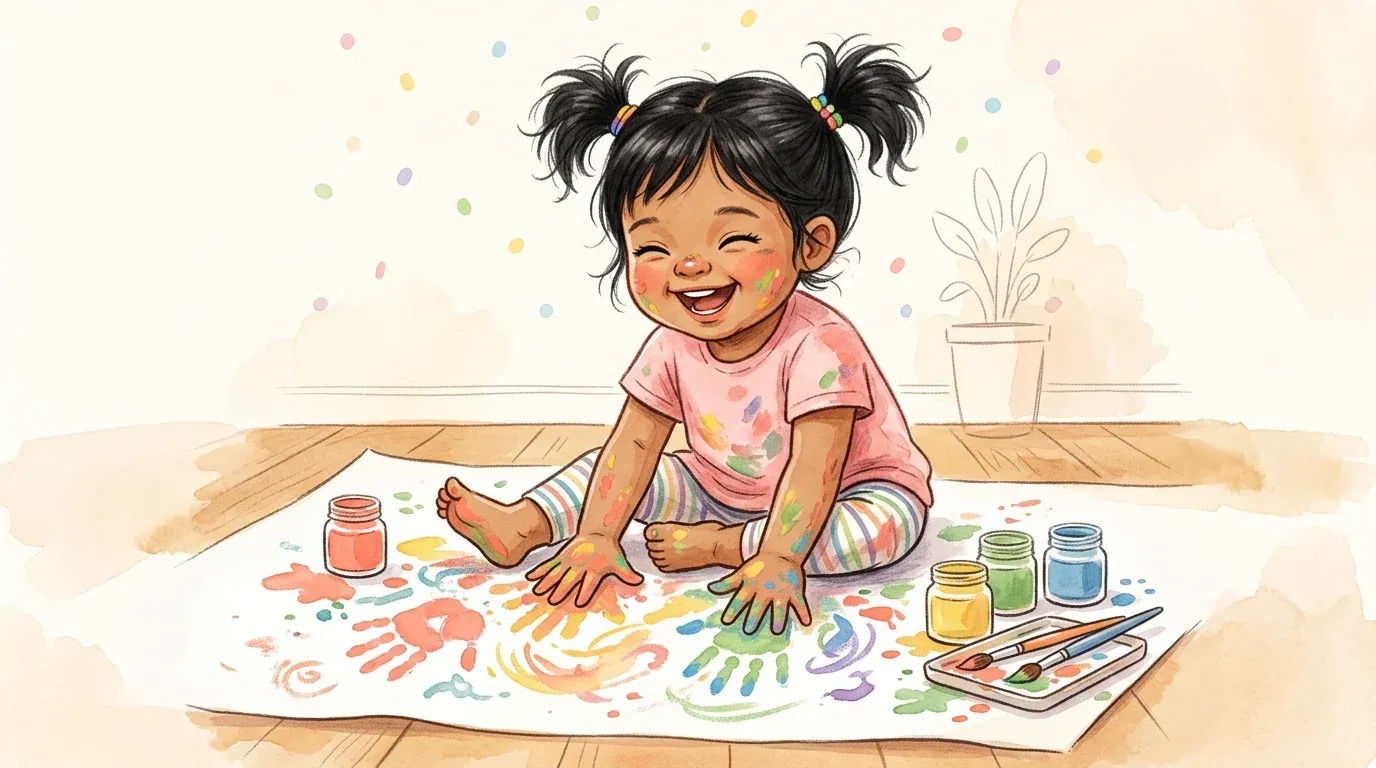 Parent and toddler playing together with a simple activity