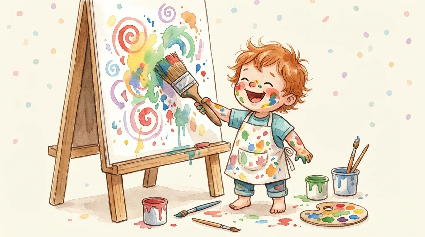 Toddler engaged in creative & art play - developmental play example