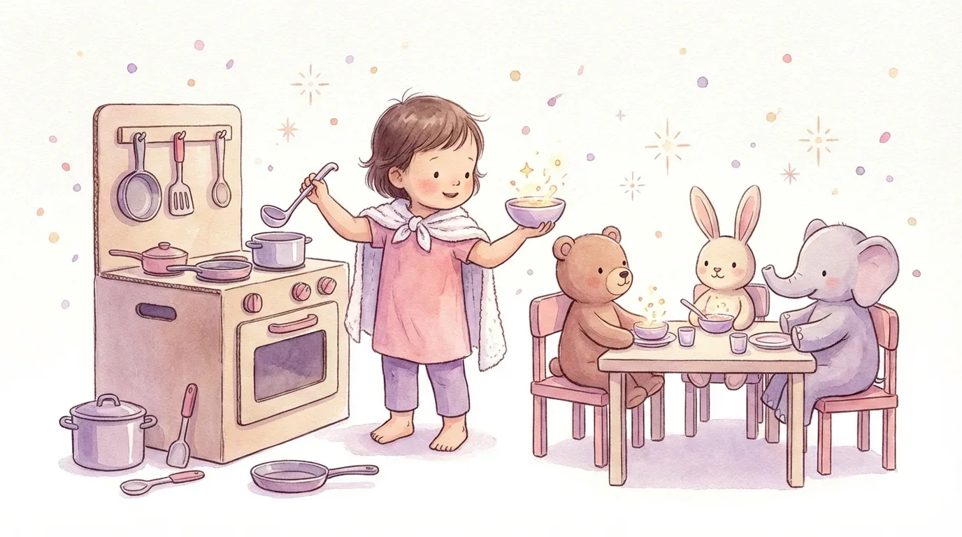 Toddler engaged in imaginative play - developmental play example