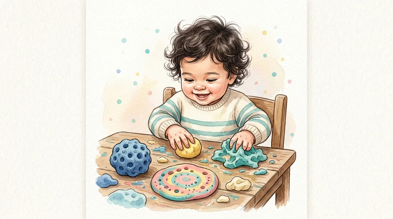 Toddler engaged in sensory play - developmental play example